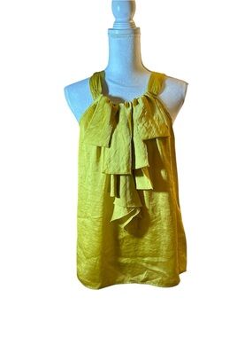 Adiva Yellow Gold Ruffle Halter Top